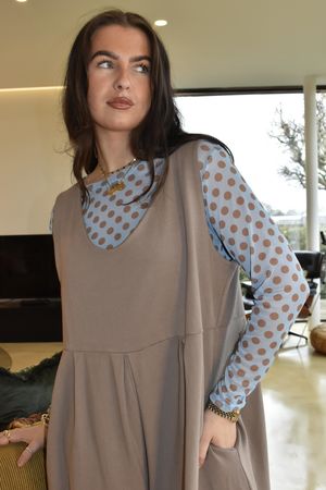 Bobby Mesh Layering Top Dopamine Dot Baby Blue Mocha -
